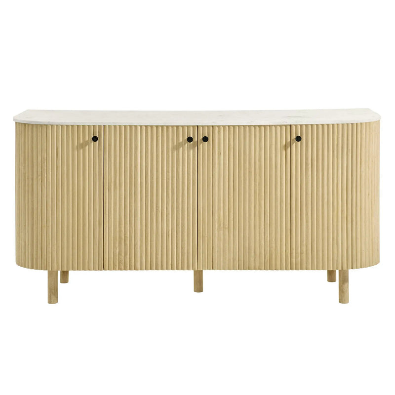 Caldera 60" Curved Solid Wood and Marble Sideboard Storage Cabinet by Modway by HouseOfZazla