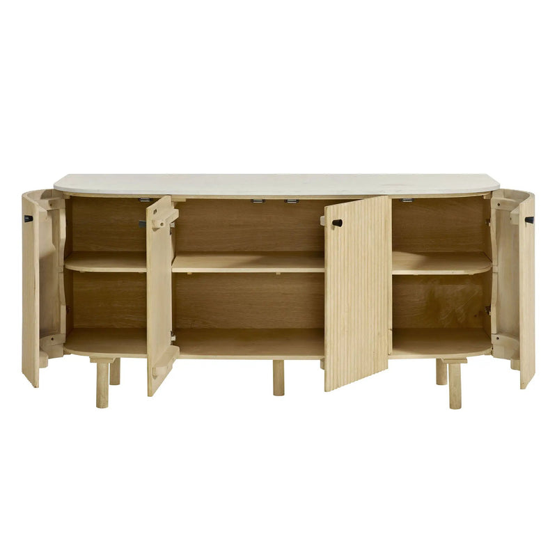 Caldera 60" Curved Solid Wood and Marble Sideboard Storage Cabinet by Modway by HouseOfZazla
