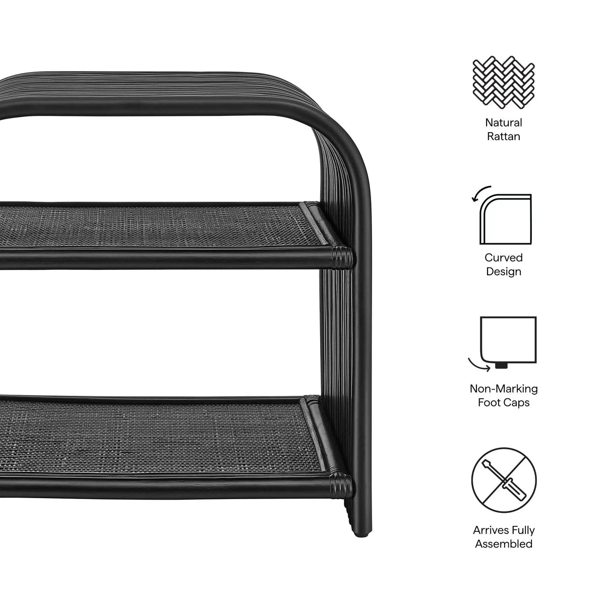 Eve Curved Natural Rattan Side Table by Modway by HouseOfZazla