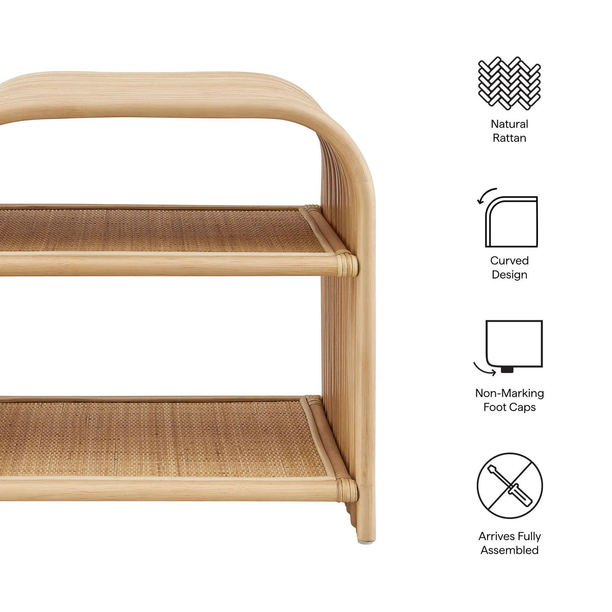 Eve Curved Natural Rattan Side Table by Modway by HouseOfZazla