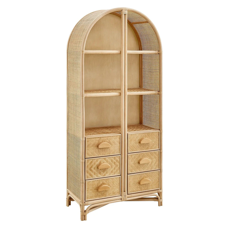 Jane 71 Inch Tall Arched Natural Rattan Bookshelf by Modway by HouseOfZazla