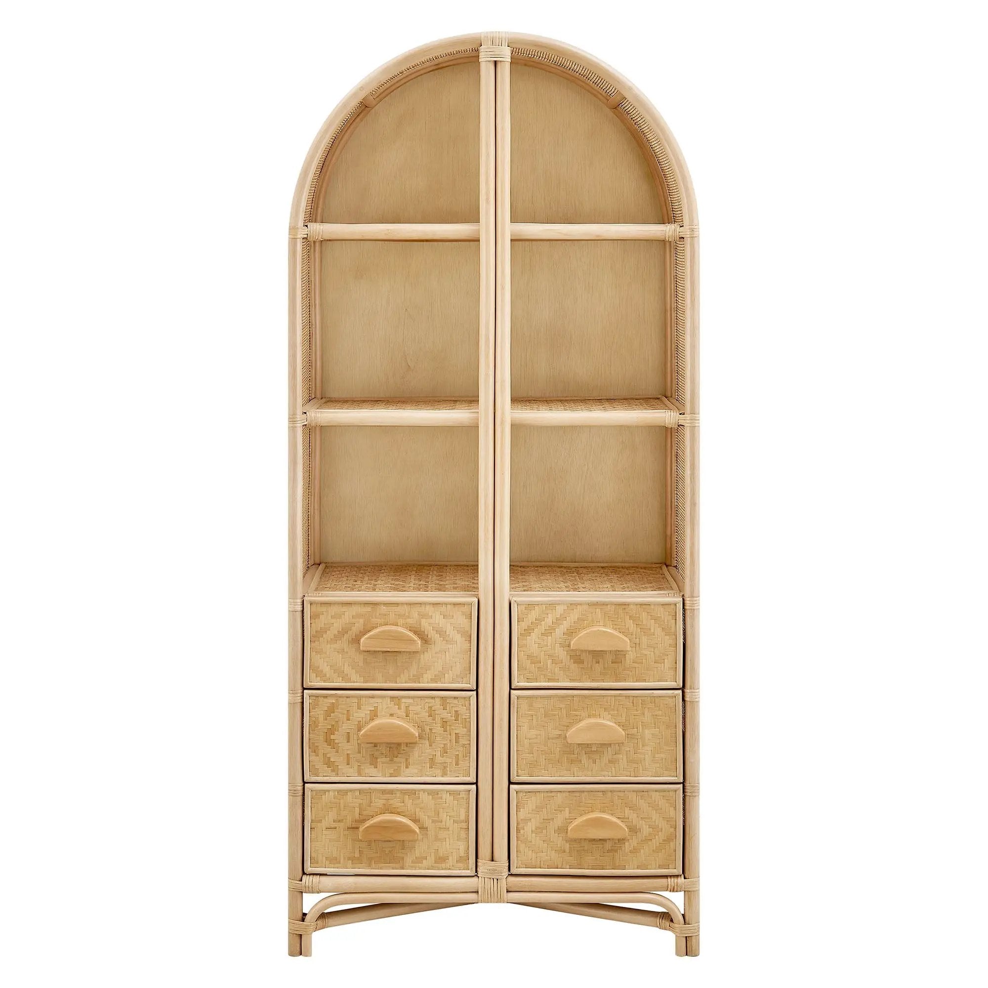 Jane 71 Inch Tall Arched Natural Rattan Bookshelf by Modway by HouseOfZazla