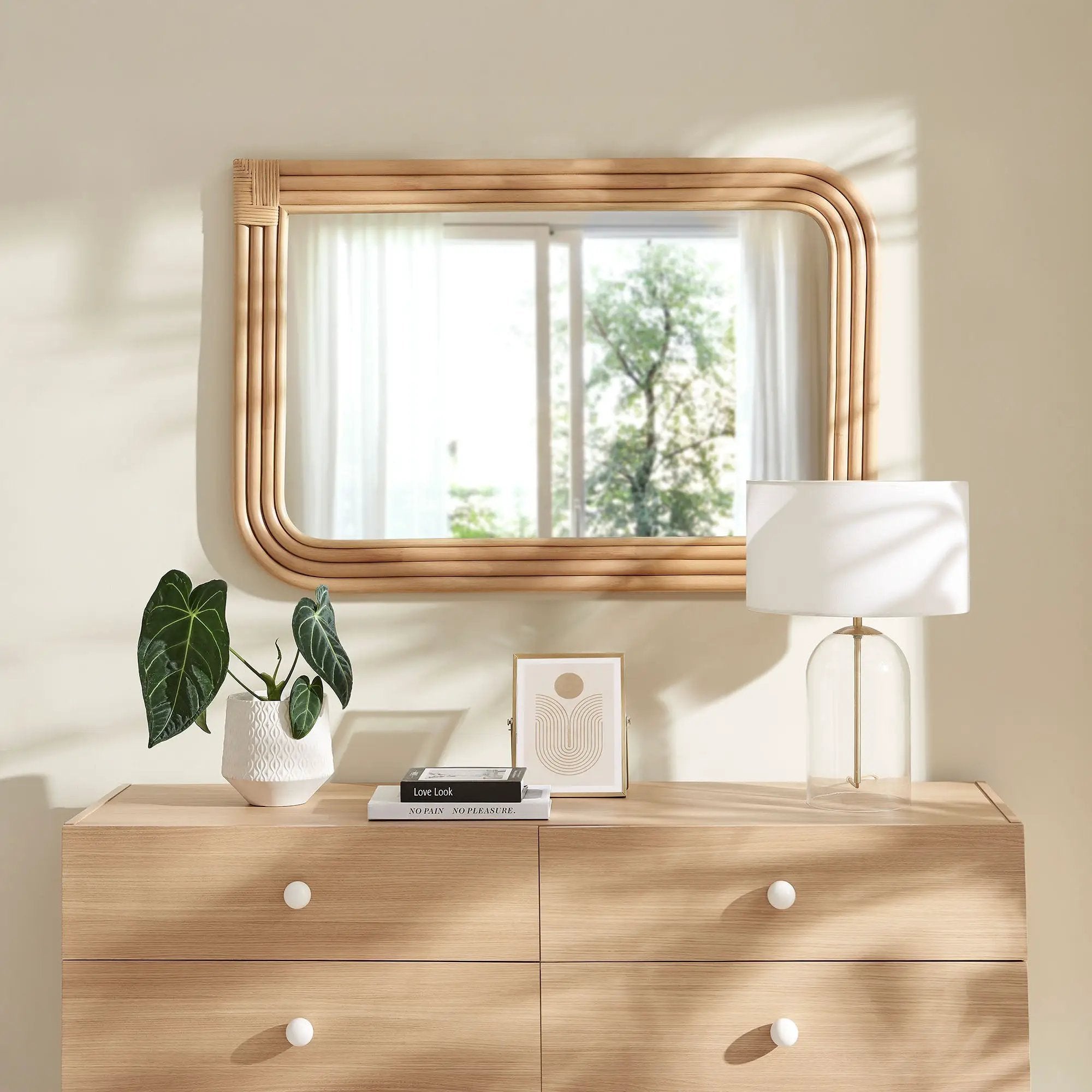 Corsica Curved Rectangle Rattan Wall Mirror by Modway by HouseOfZazla