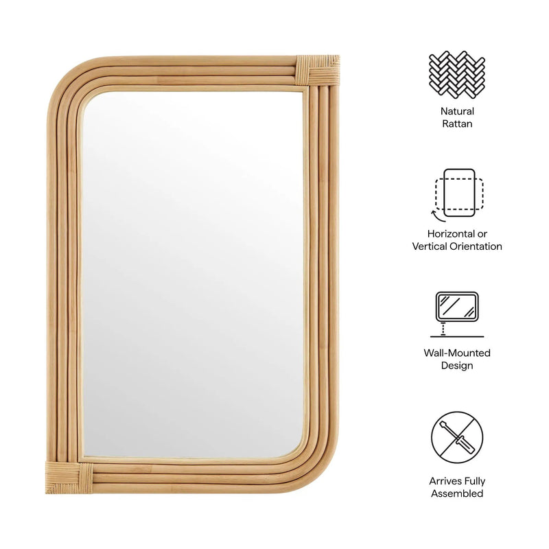 Corsica Curved Rectangle Rattan Wall Mirror by Modway by HouseOfZazla
