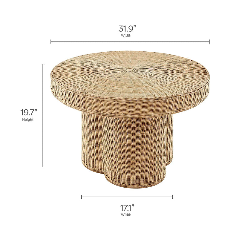 Ainsley 32 Inch Round Natural Rattan Coffee Table by HouseOfZazla