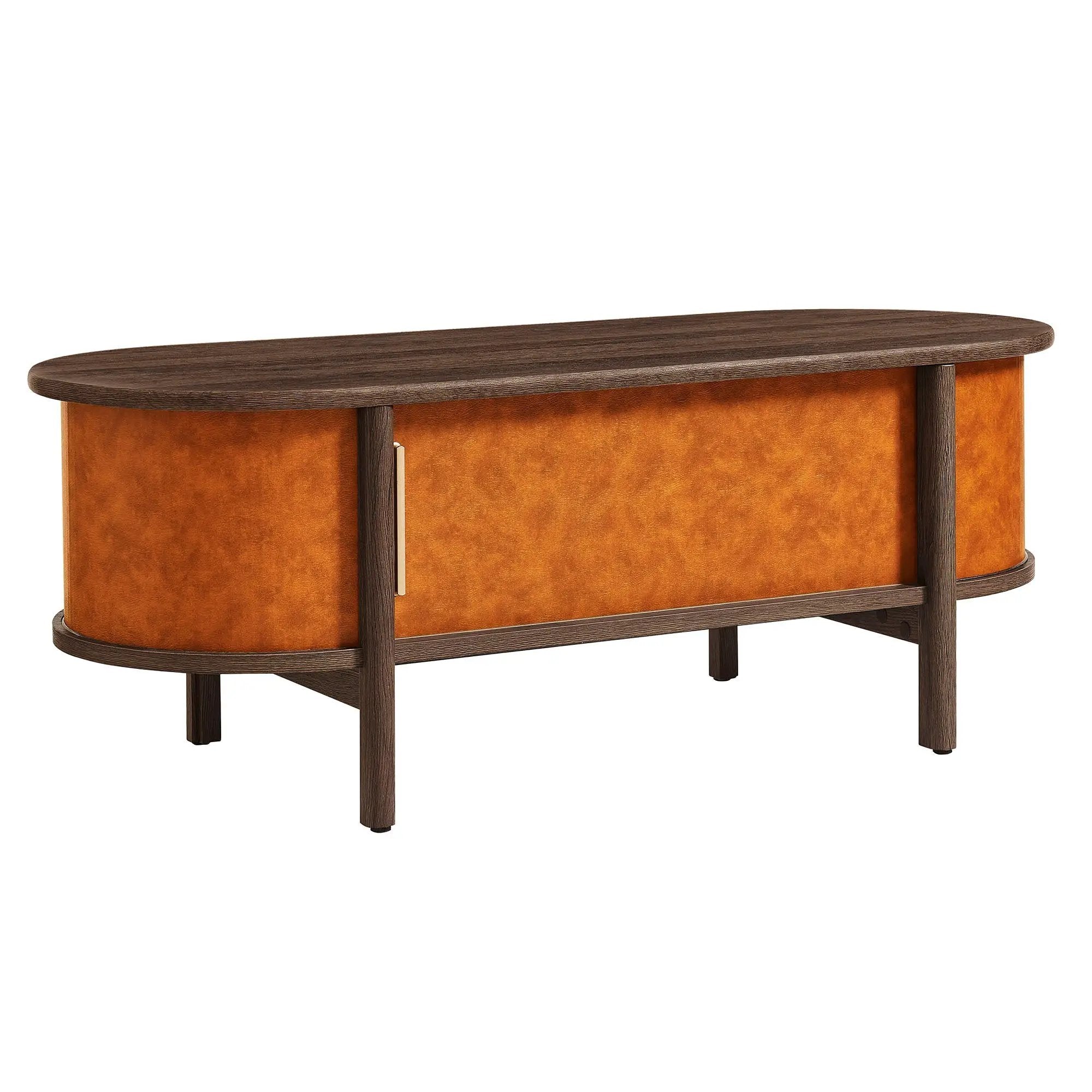 Coralie Curved Vegan Leather Oval Coffee Table by Modway by HouseOfZazla
