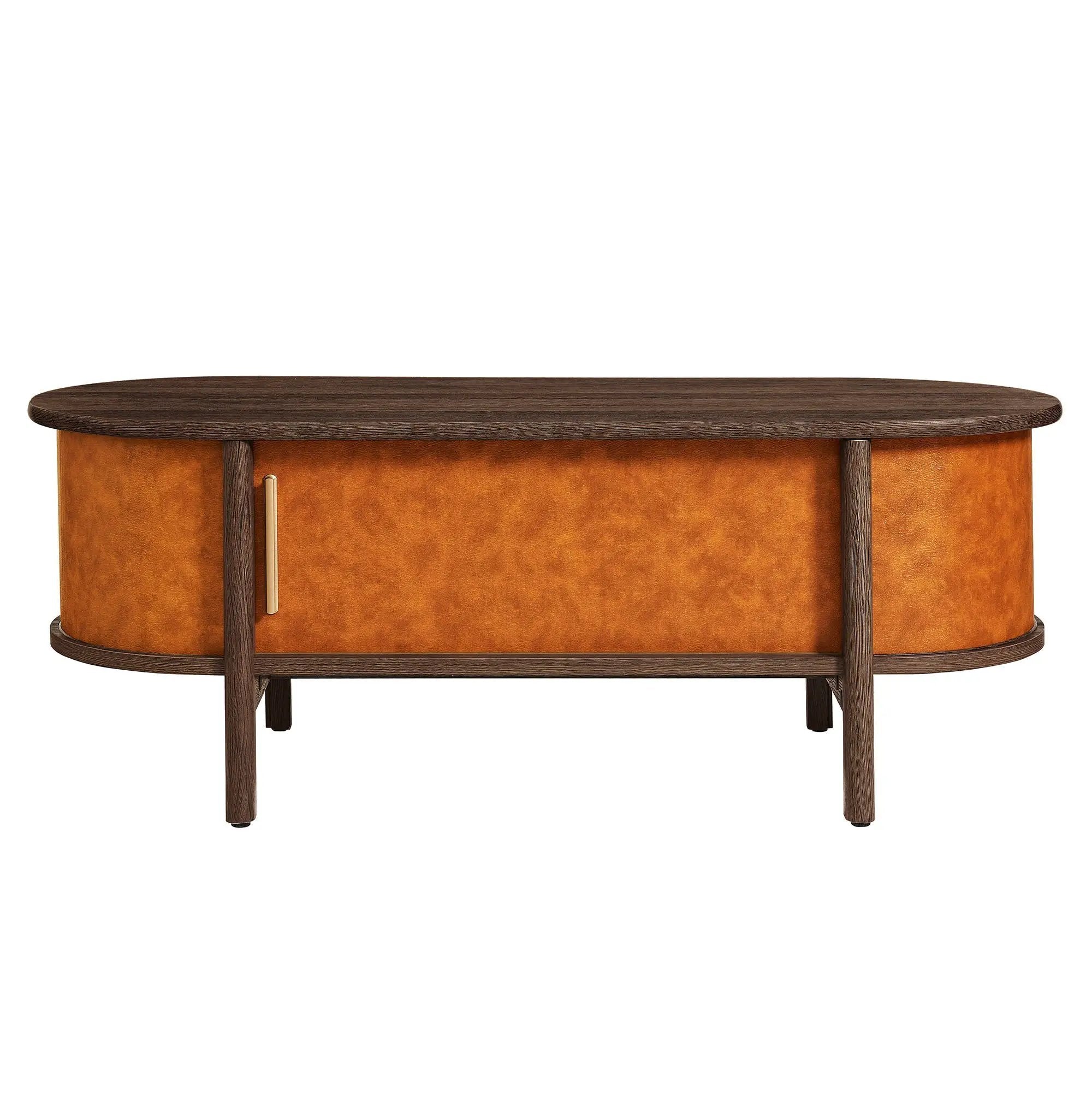 Coralie Curved Vegan Leather Oval Coffee Table by Modway by HouseOfZazla