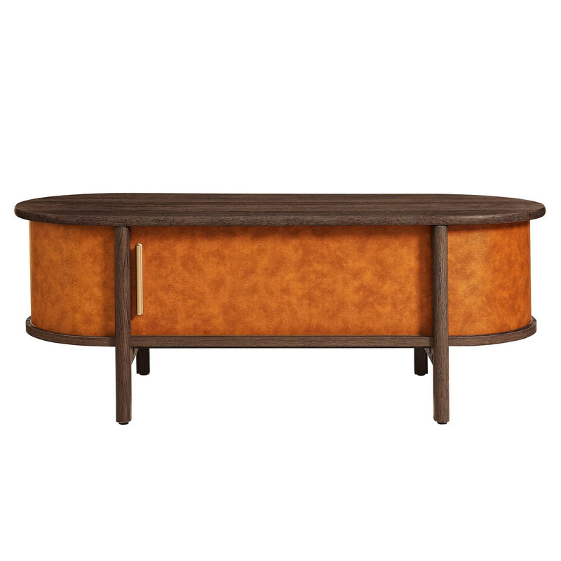 Coralie Curved Vegan Leather Oval Coffee Table by Modway by HouseOfZazla