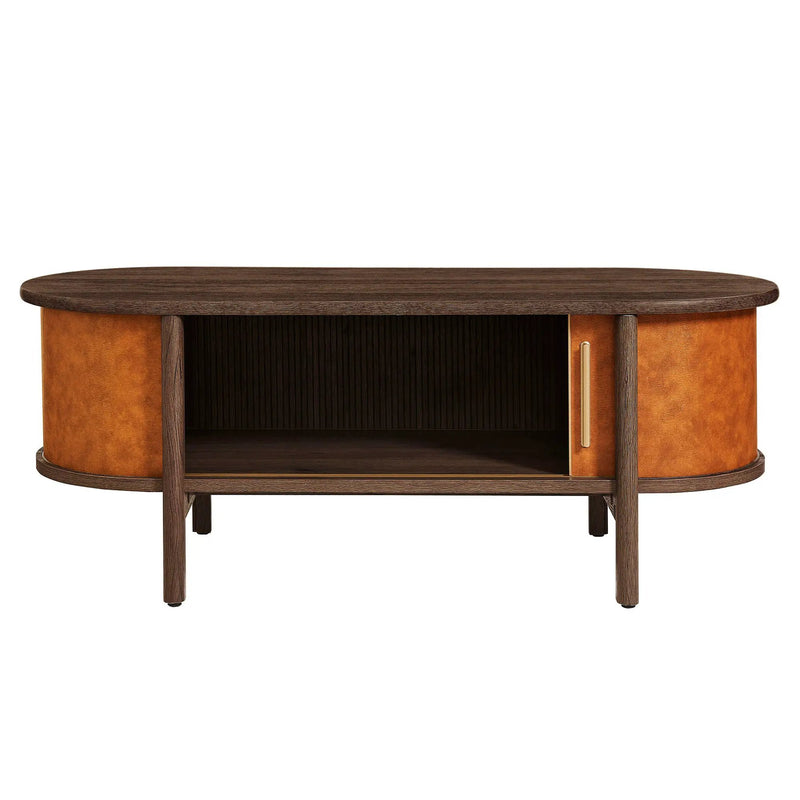 Coralie Curved Vegan Leather Oval Coffee Table by Modway by HouseOfZazla