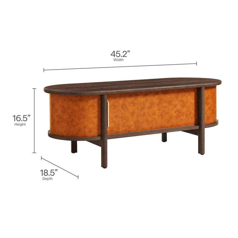 Coralie Curved Vegan Leather Oval Coffee Table by Modway by HouseOfZazla