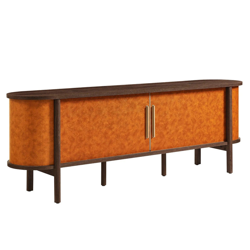 Coralie Curved 71" Vegan Leather Oval TV Stand by Modway by HouseOfZazla