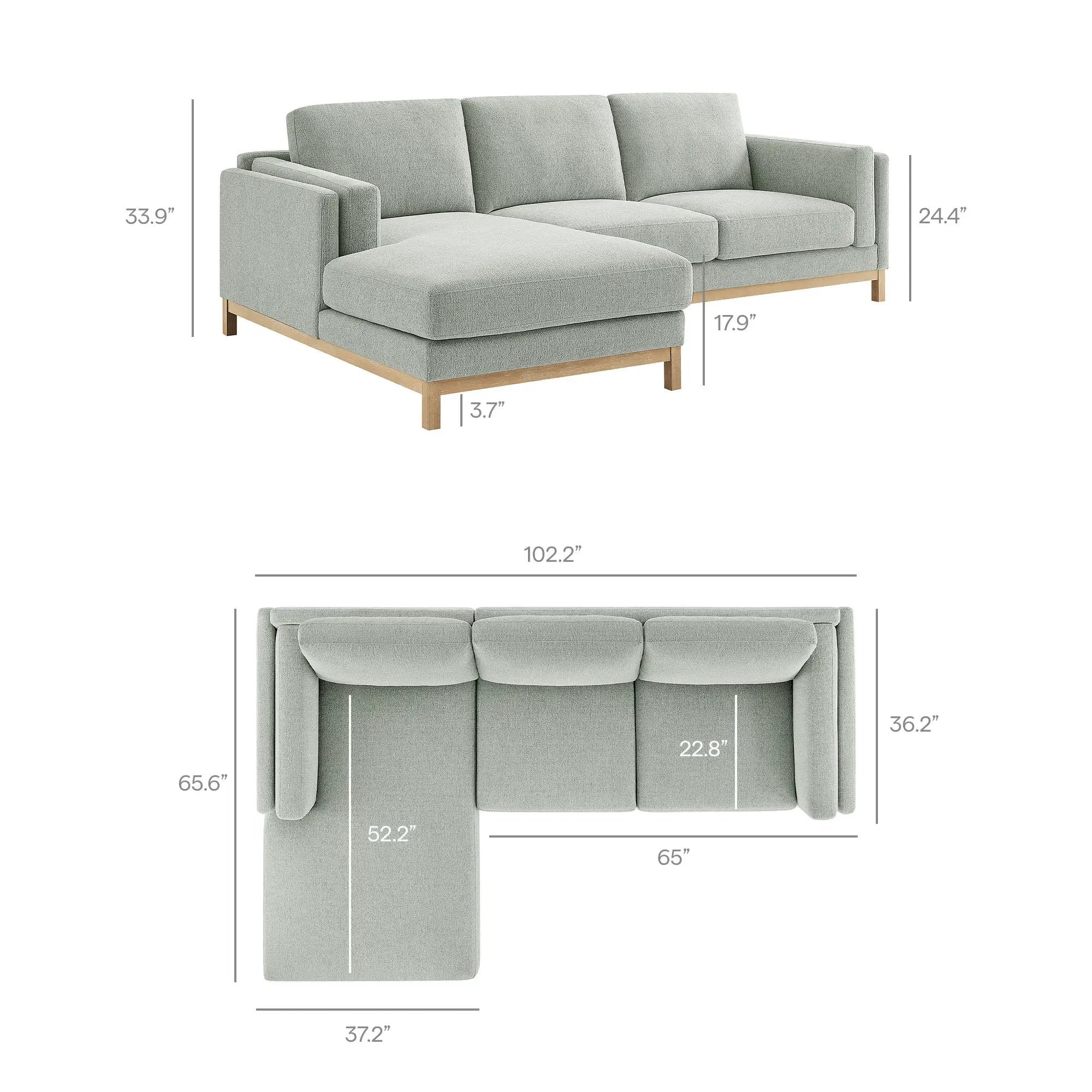 Roscoe Left-Facing Fabric Sectional Sofa with Chaise by Modway by HouseOfZazla