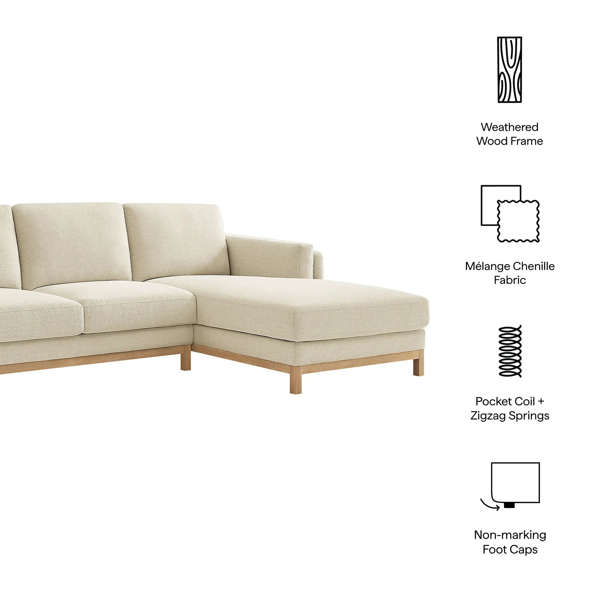Roscoe Right-Facing Fabric Sectional Sofa with Chaise by Modway by HouseOfZazla