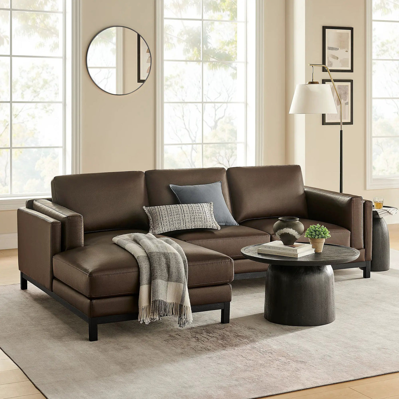 Roscoe Left-Facing Vegan Leather Sectional Sofa with Chaise by HouseOfZazla