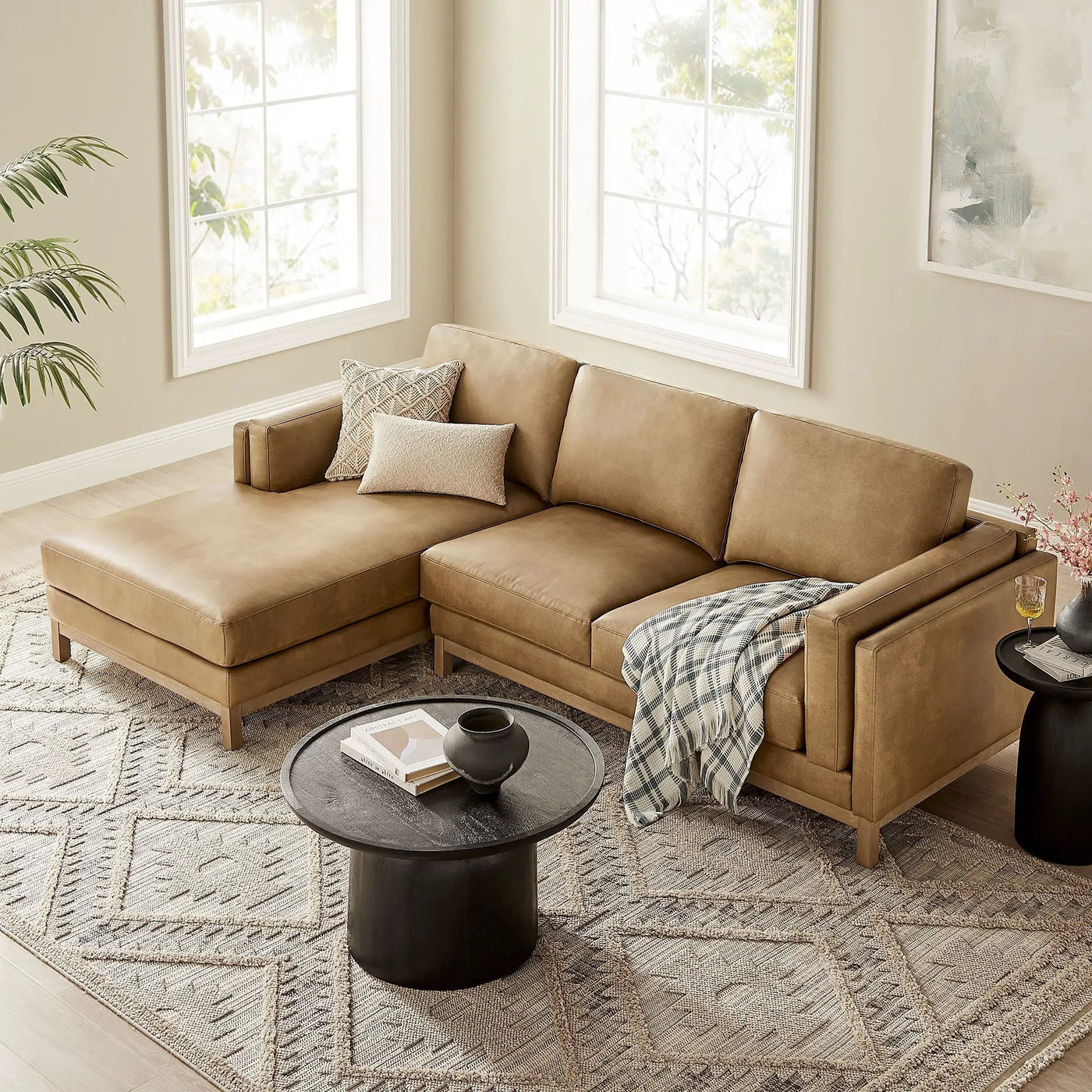 Roscoe Left-Facing Vegan Leather Sectional Sofa with Chaise by HouseOfZazla