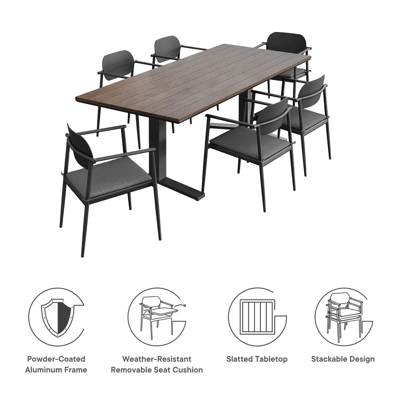 Aeris 7-Piece Outdoor Patio Aluminum Dining Set by Modway by HouseOfZazla