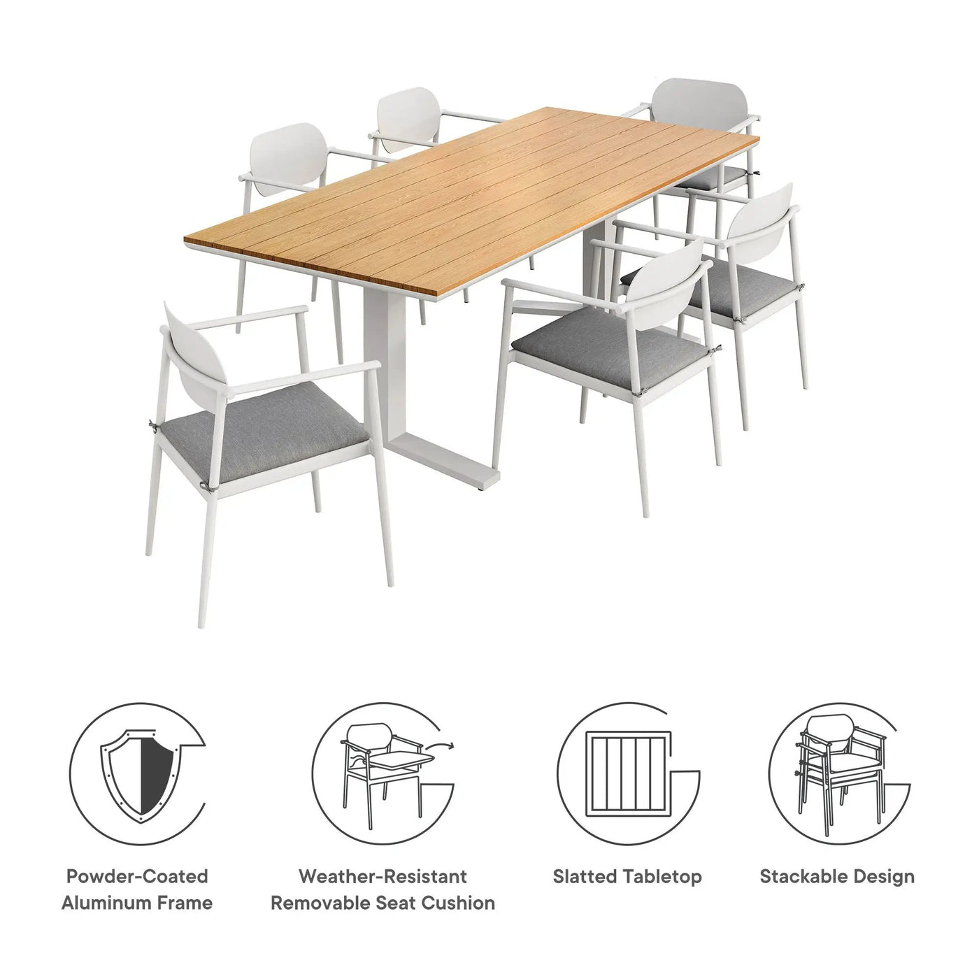 Aeris 7-Piece Outdoor Patio Aluminum Dining Set by Modway by HouseOfZazla