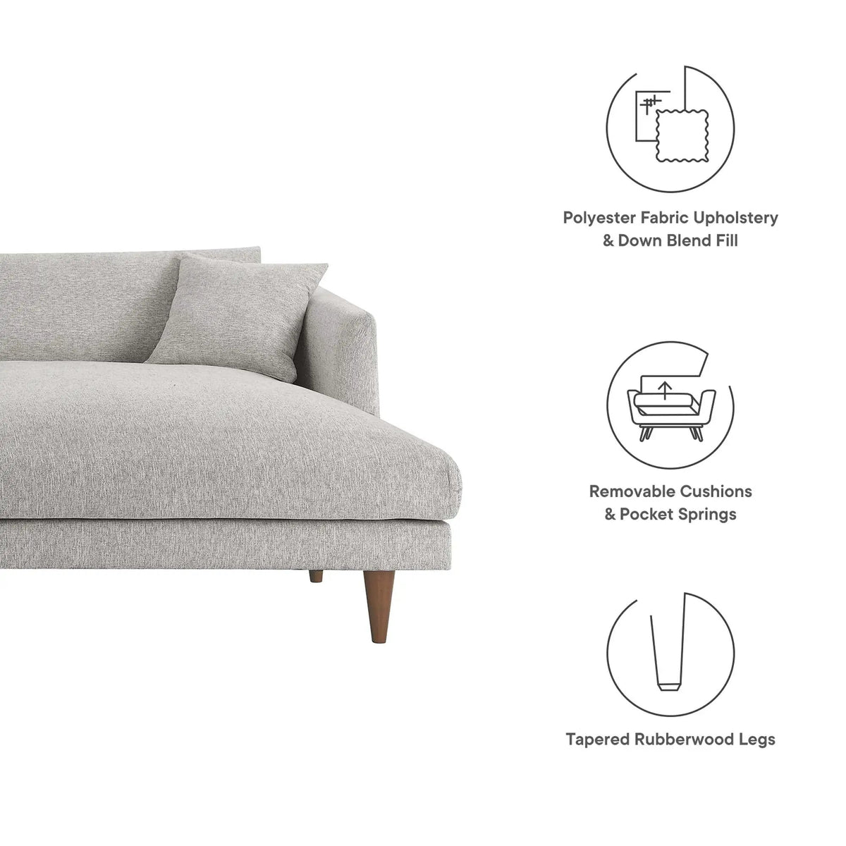 Zoya Right-Facing Down Filled Overstuffed Sectional Sofa by Modway by HouseOfZazla