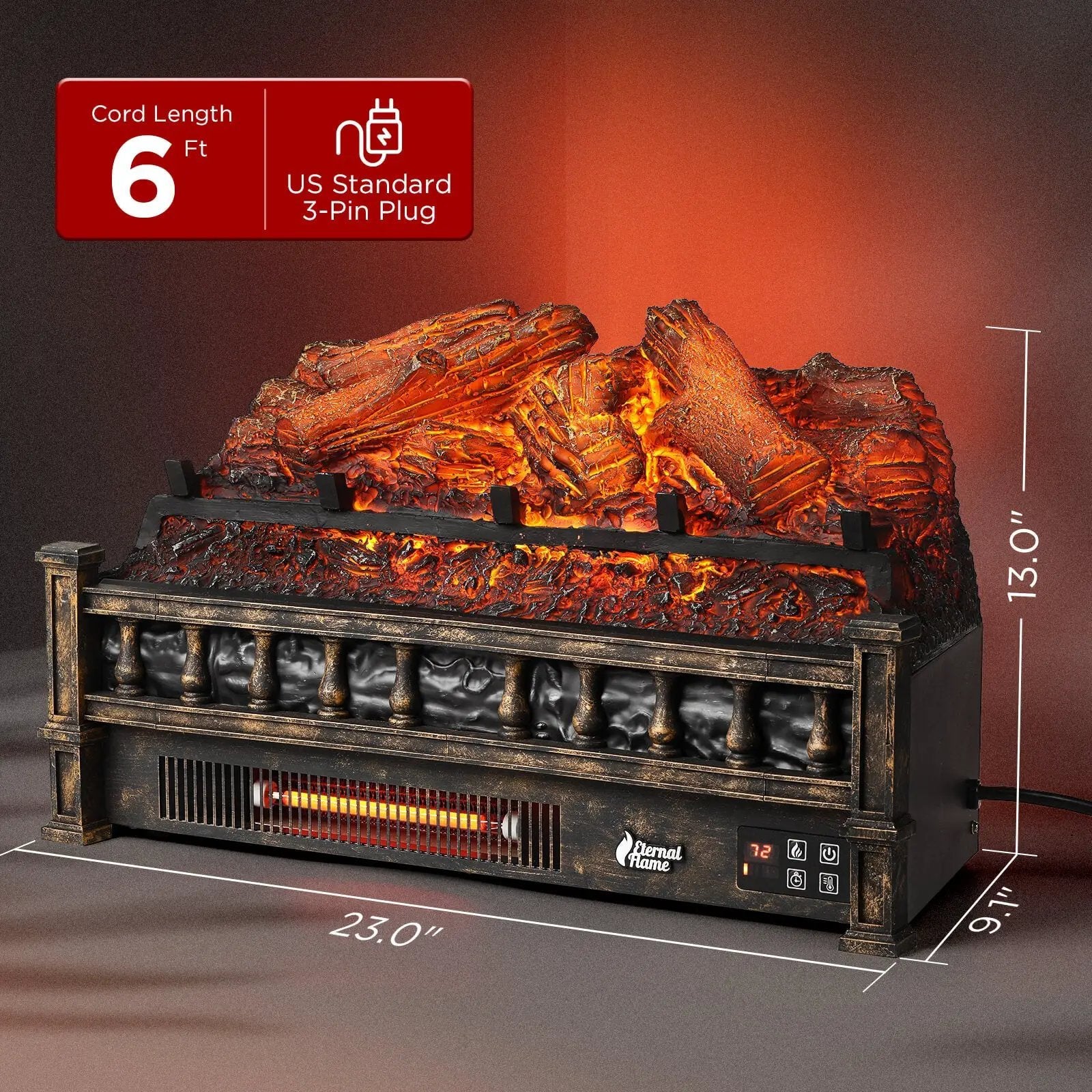Eternal Flame EF23-LG Electric Fireplace Logs by TURBRO
