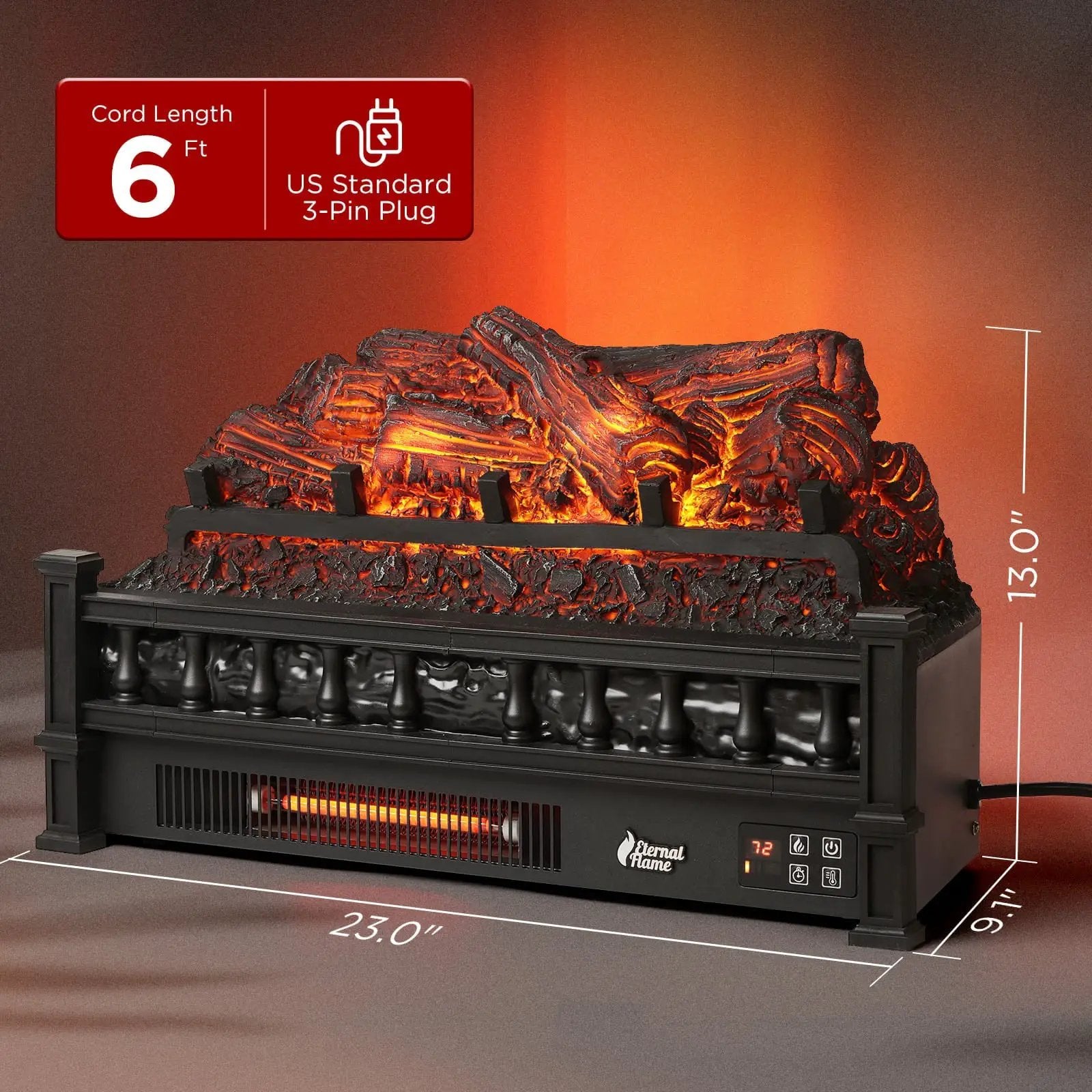 Eternal Flame EF23-PB Electric Fireplace Logs by TURBRO