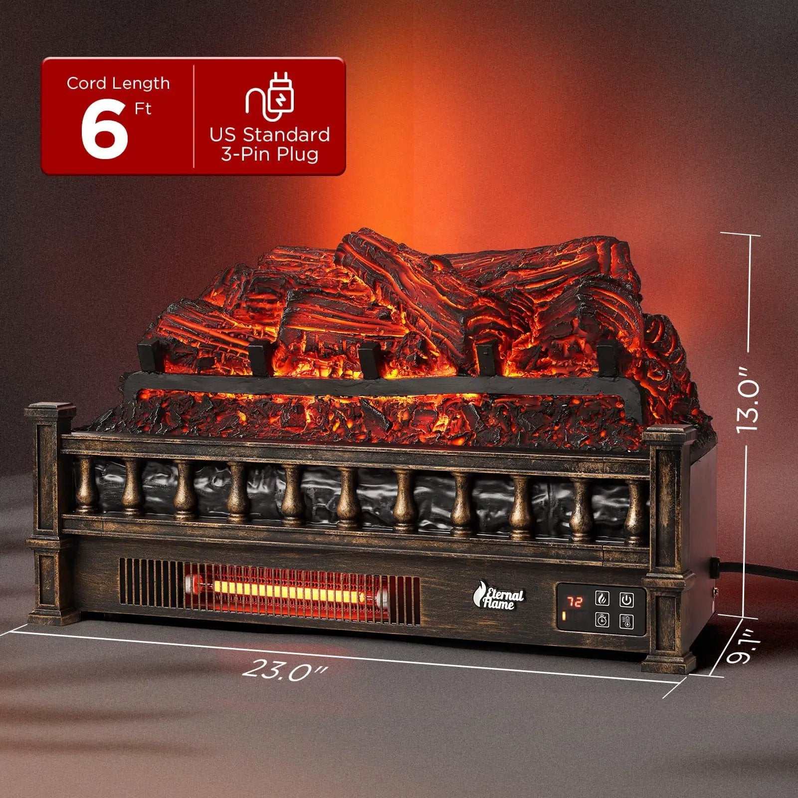 Eternal Flame EF23-PB Electric Fireplace Logs by TURBRO