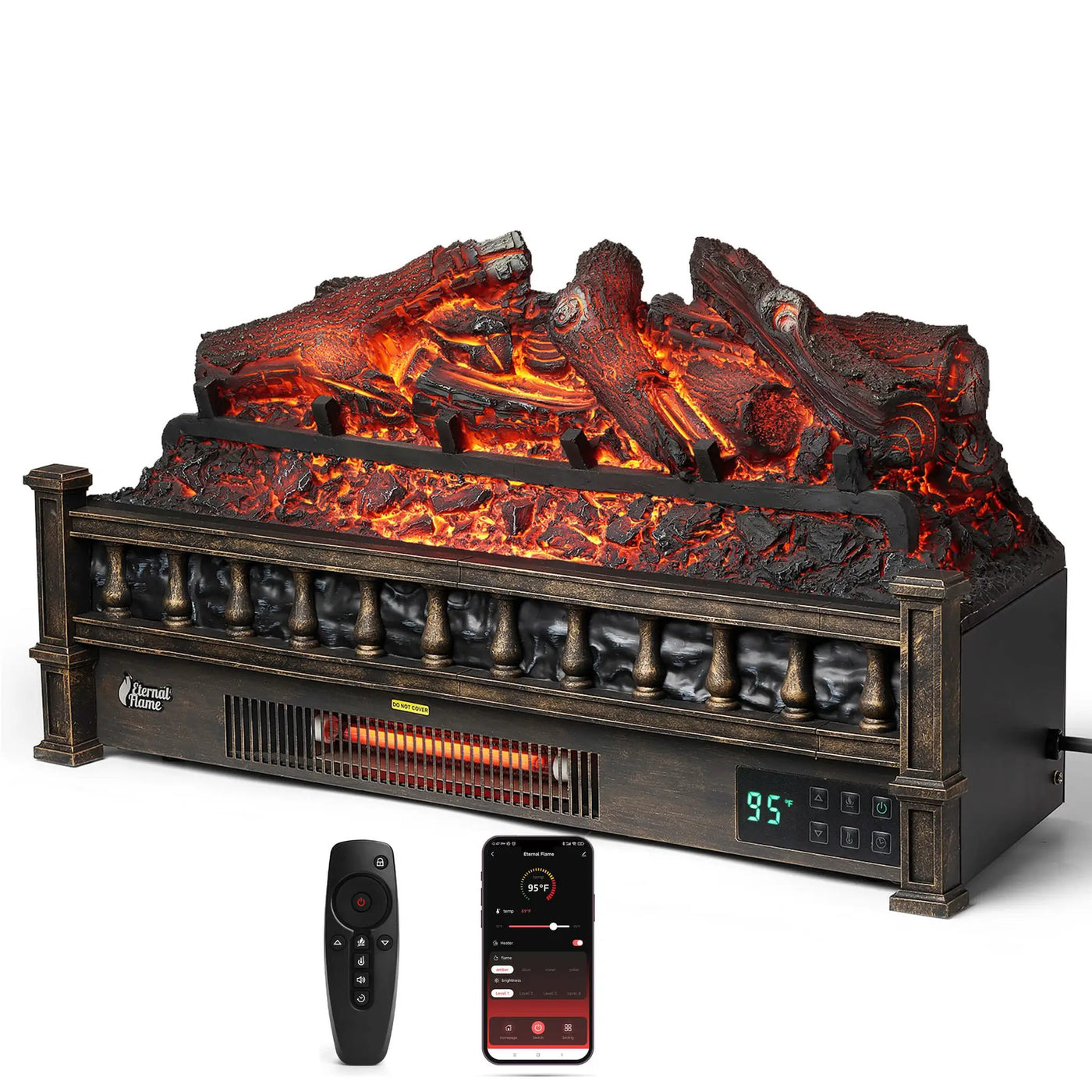 Eternal Flame EF26-LG Smart Electric Fireplace Logs, WiFi Enabled by TURBRO