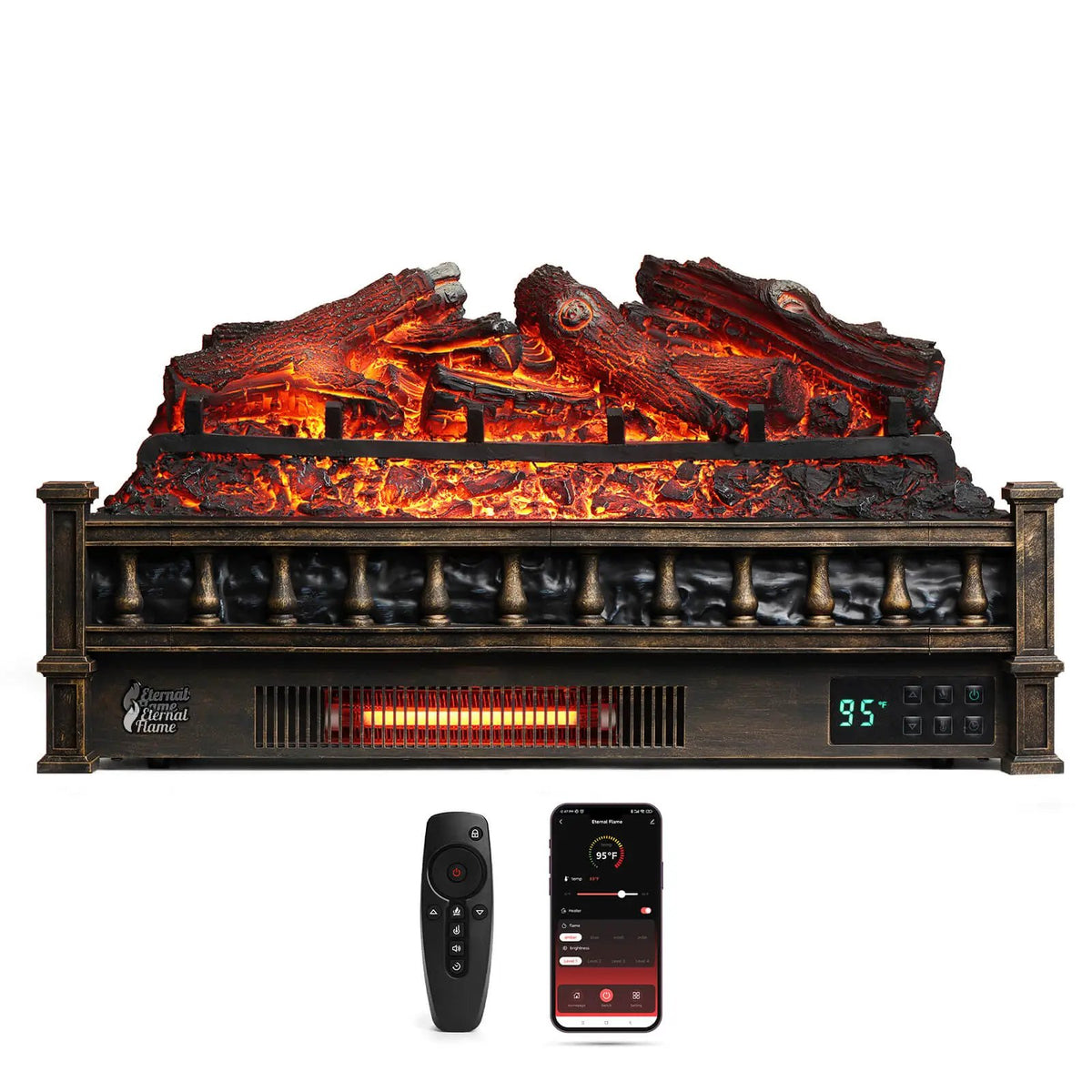 Eternal Flame EF26-LG Smart Electric Fireplace Logs, WiFi Enabled by TURBRO