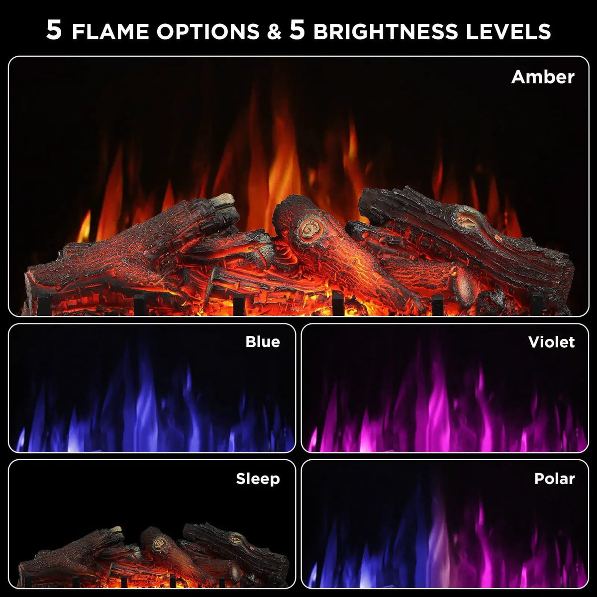 Eternal Flame EF26-LG Smart Electric Fireplace Logs, WiFi Enabled by TURBRO