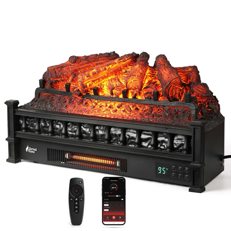 (Open Box) Eternal Flame EF26-PB Smart Electric Fireplace Logs, WiFi Enabled by TURBRO
