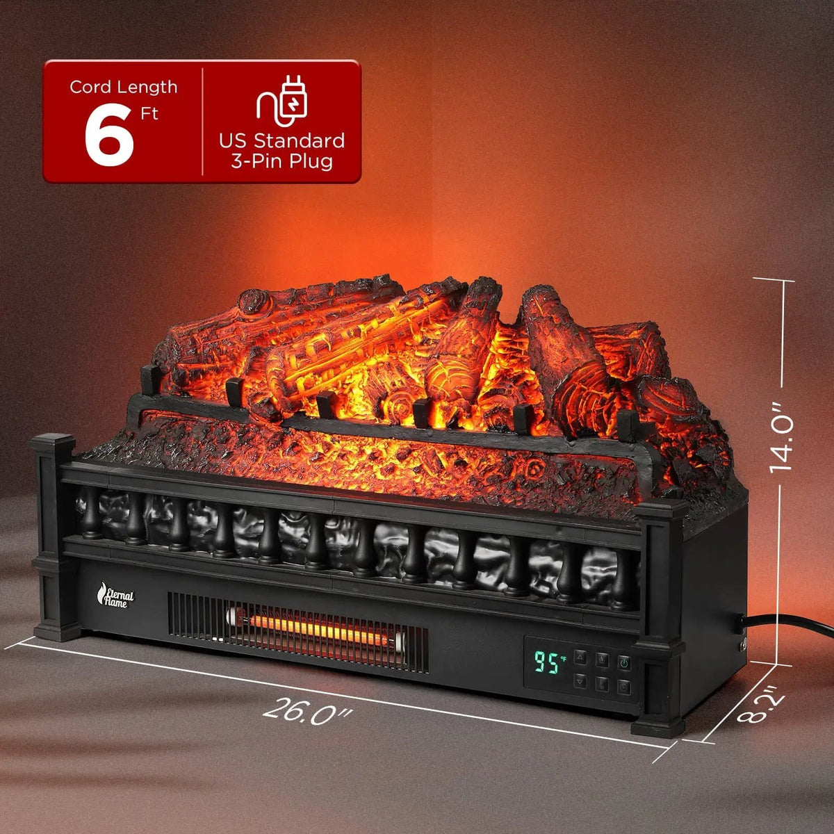 Eternal Flame EF26-PB Smart Electric Fireplace Logs, WiFi Enabled by TURBRO