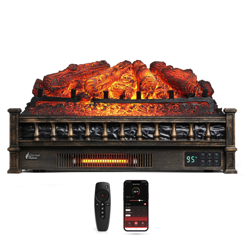 Eternal Flame EF26-PB Smart Electric Fireplace Logs, WiFi Enabled by TURBRO