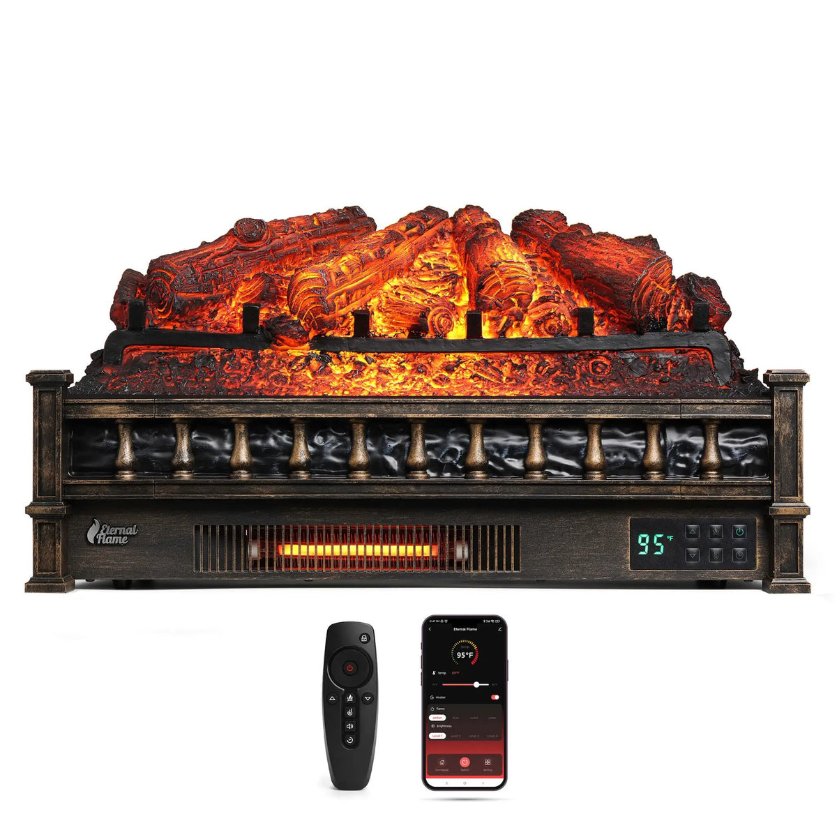 Eternal Flame EF26-PB Smart Electric Fireplace Logs, WiFi Enabled by TURBRO