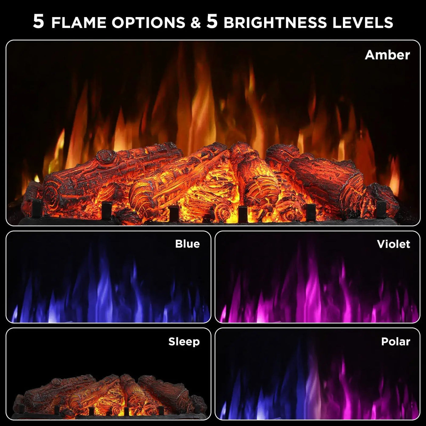 (Open Box) Eternal Flame EF26-PB Smart Electric Fireplace Logs, WiFi Enabled by TURBRO