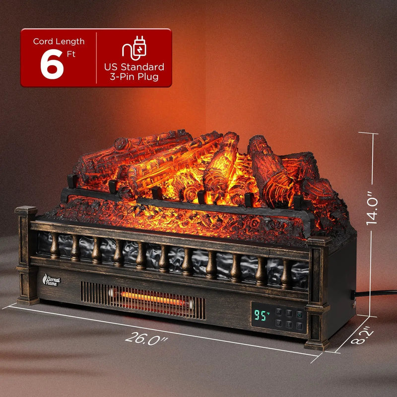 (Open Box) Eternal Flame EF26-PB Smart Electric Fireplace Logs, WiFi Enabled by TURBRO