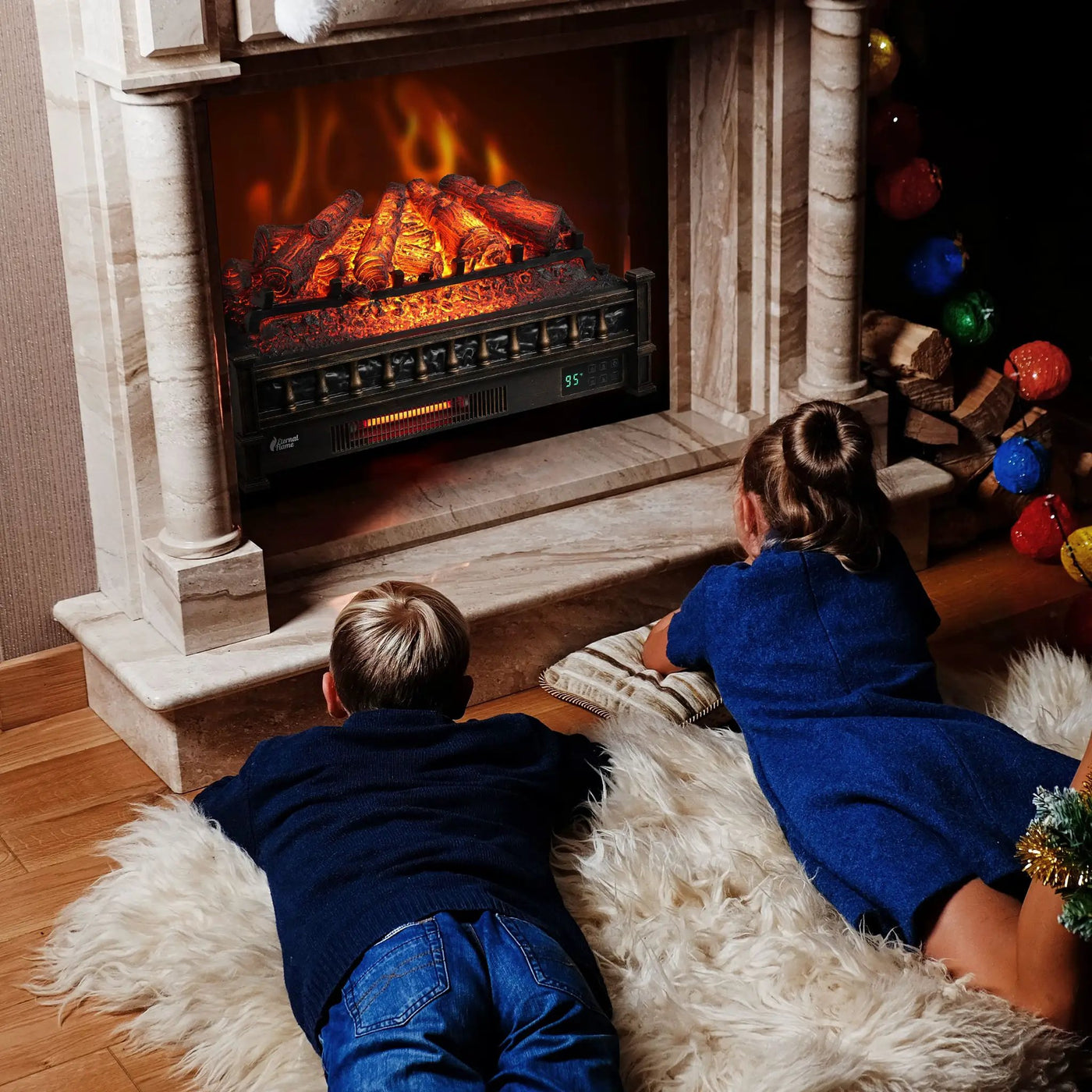 (Open Box) Eternal Flame EF26-PB Smart Electric Fireplace Logs, WiFi Enabled by TURBRO