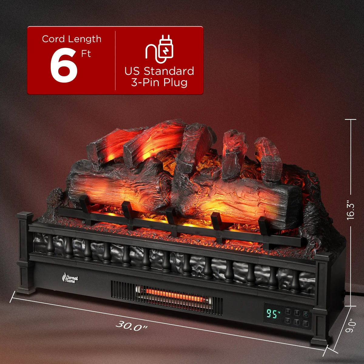 Eternal Flame EF30-PB Electric Fireplace Logs by TURBRO