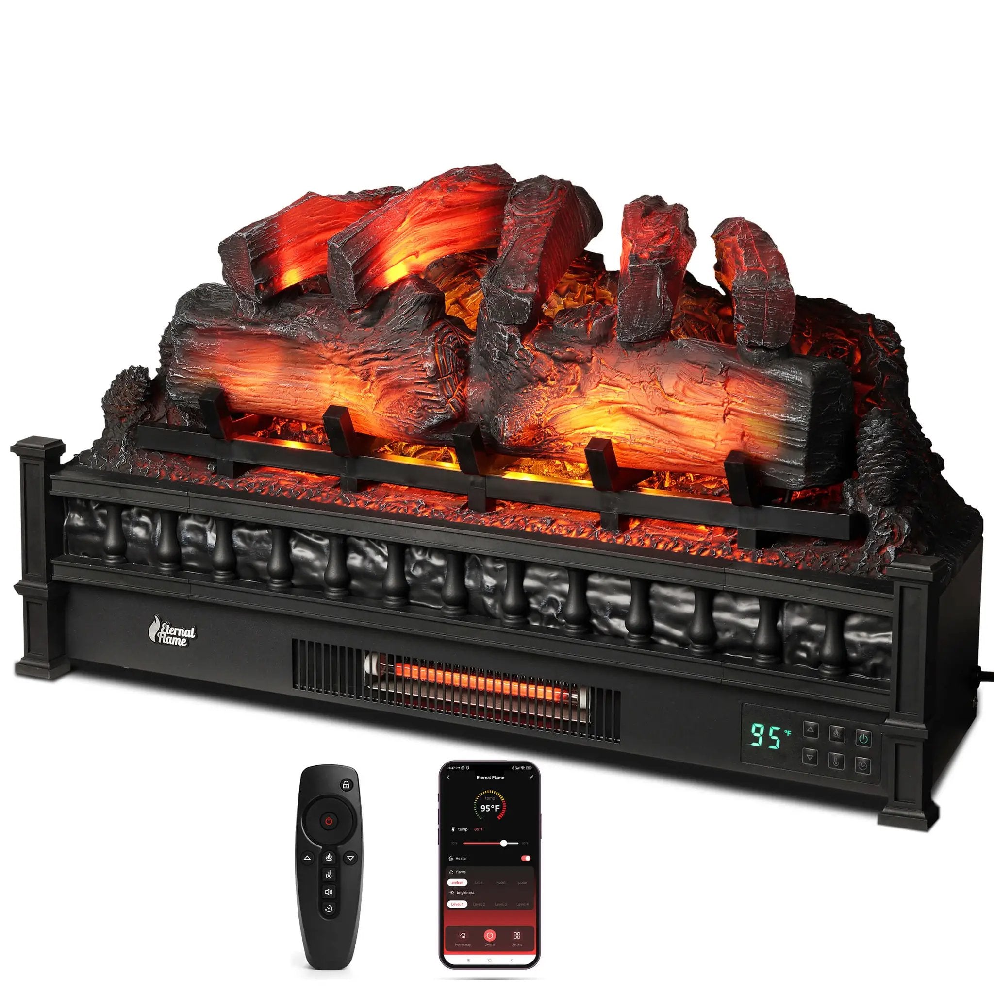 Eternal Flame EF30-PB Electric Fireplace Logs by TURBRO