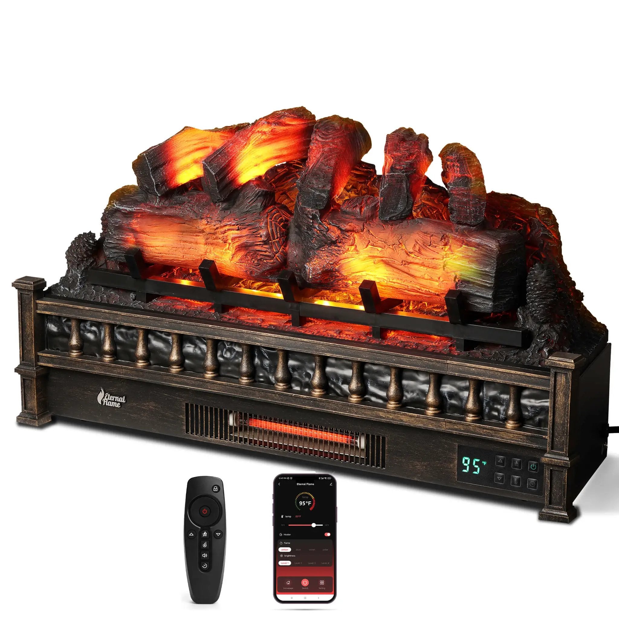 (Open Box) Eternal Flame EF30-PB Electric Fireplace Logs by TURBRO