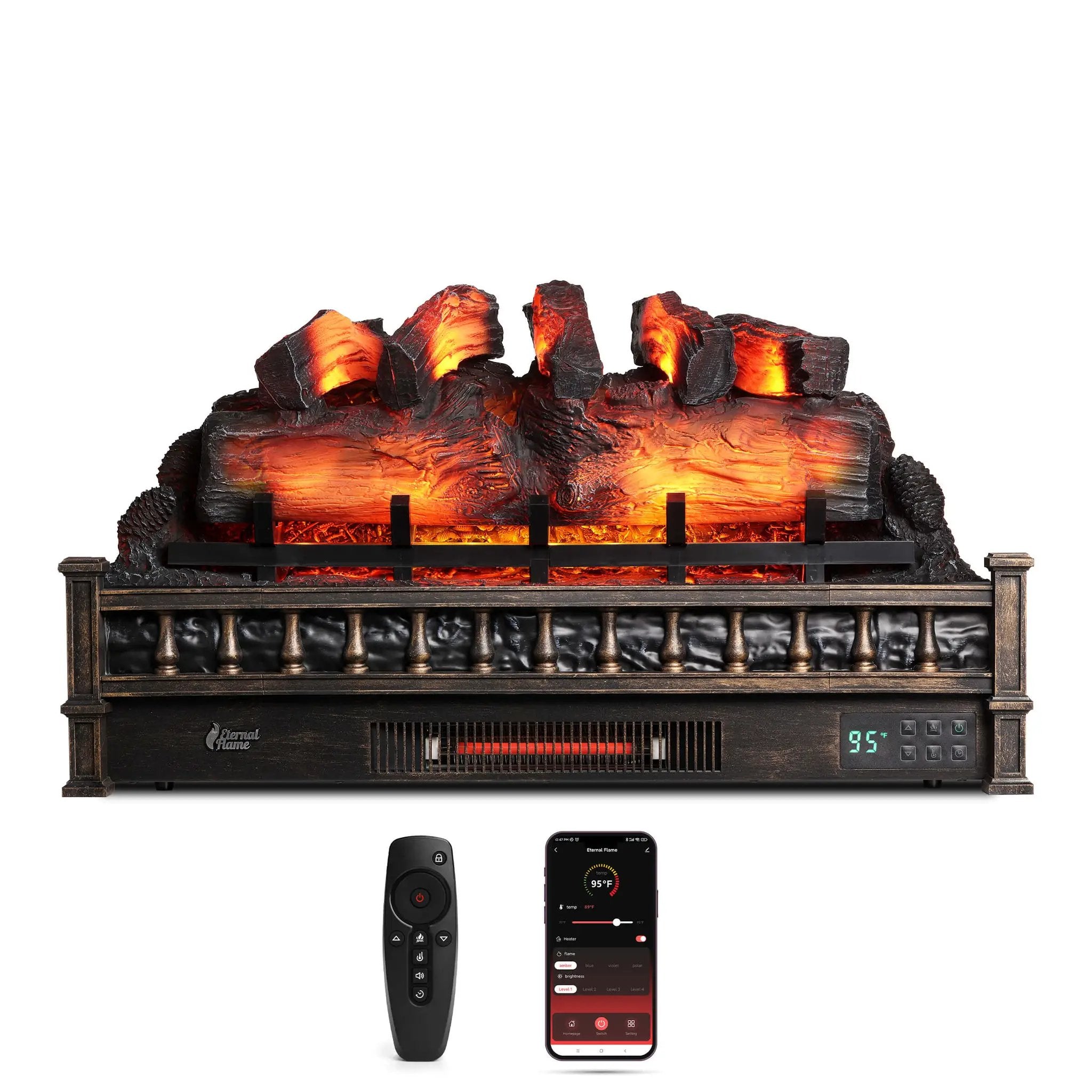 Eternal Flame EF30-PB Electric Fireplace Logs by TURBRO