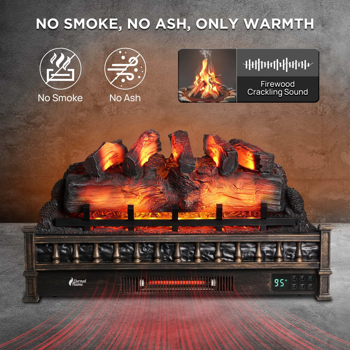 Eternal Flame EF30-PB Electric Fireplace Logs by TURBRO