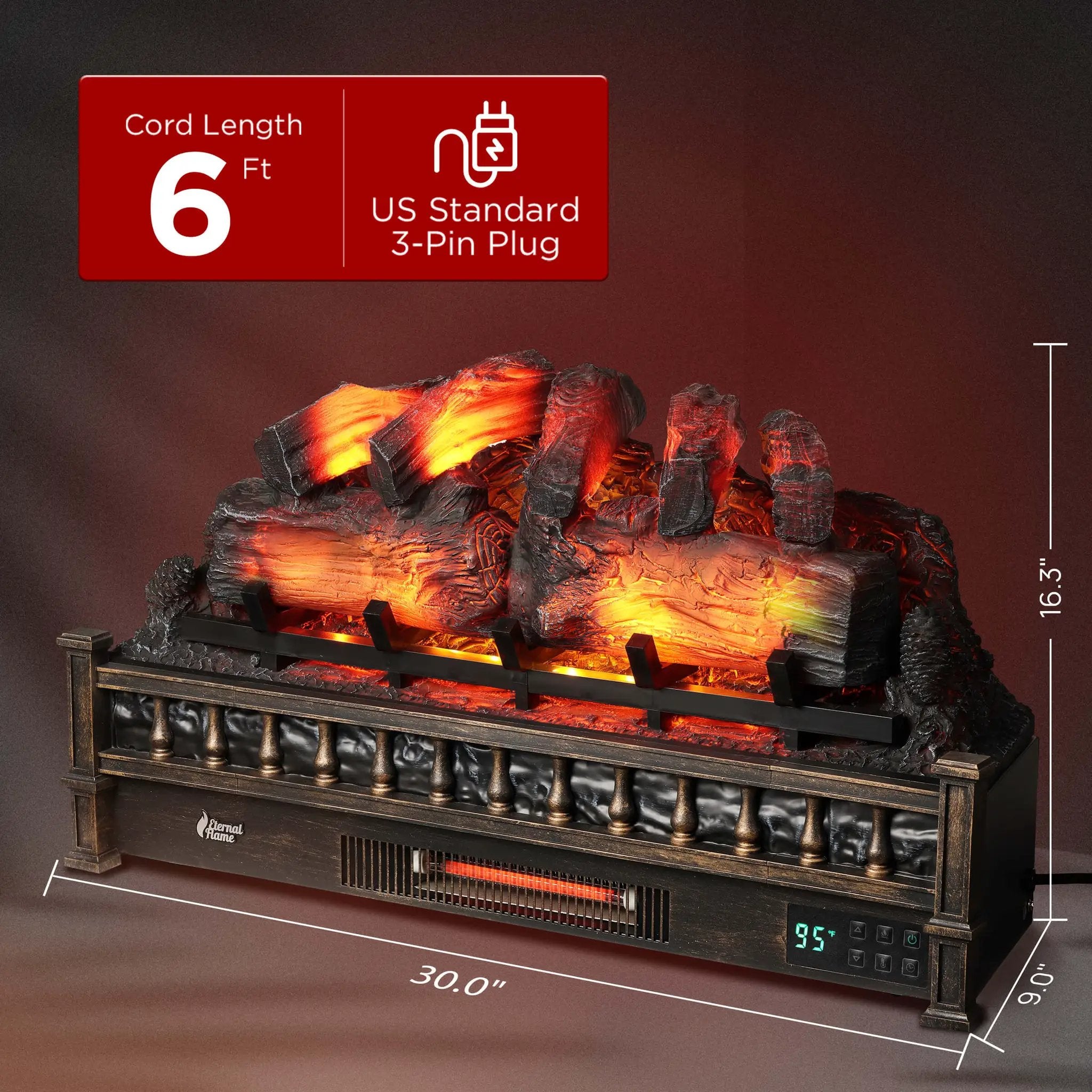 Eternal Flame EF30-PB Electric Fireplace Logs by TURBRO