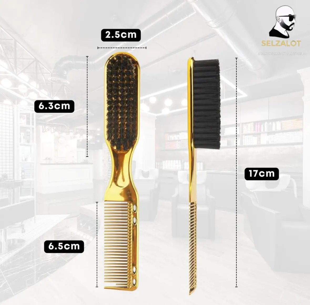 Double-Sided Beard Brush & Beard Comb Barber Brush for Grooming Beard Non-Slip & Sturdy Bristle Brush for Clean Cuts Professional Barber Comb for Beard & Hair Edge Control Brush Barber Accessories by Selzalot