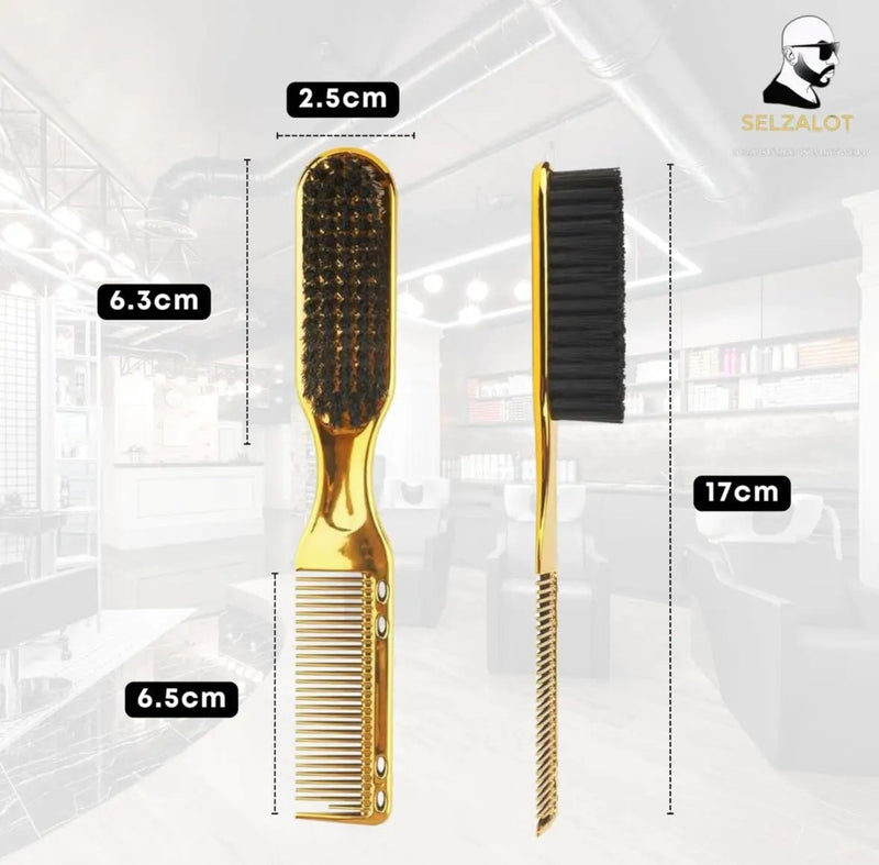 Double-Sided Beard Brush & Beard Comb Barber Brush for Grooming Beard Non-Slip & Sturdy Bristle Brush for Clean Cuts Professional Barber Comb for Beard & Hair Edge Control Brush Barber Accessories by Selzalot