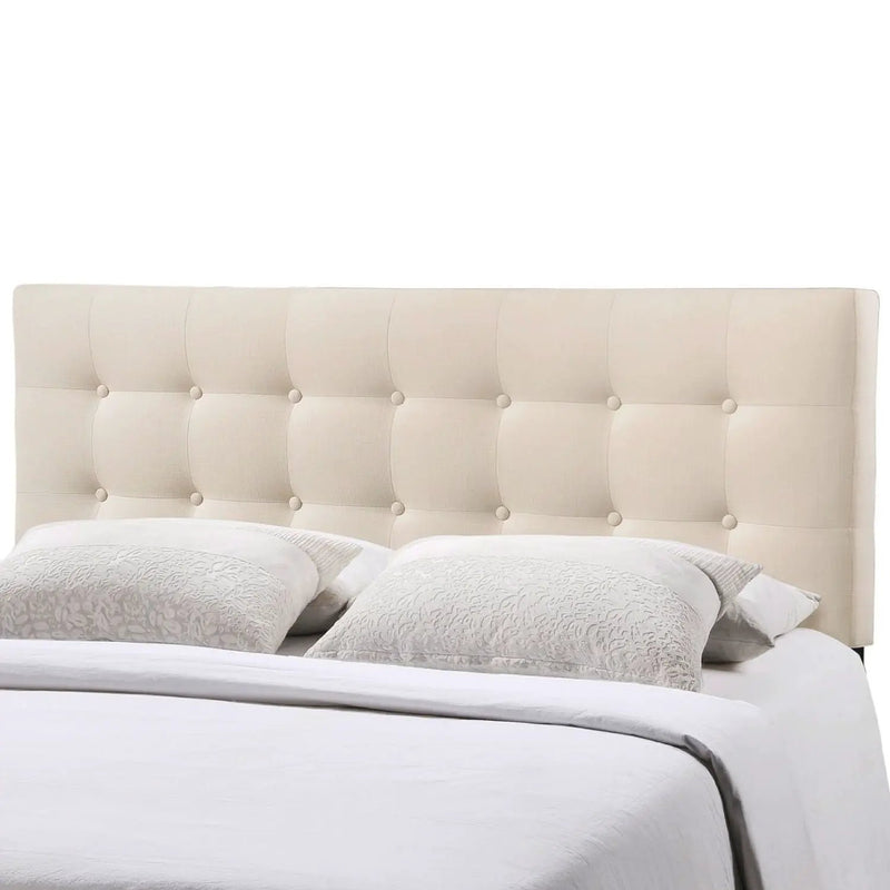 Full size Ivory Fabric Upholstered Button-Tufted Headboard by HomePacific