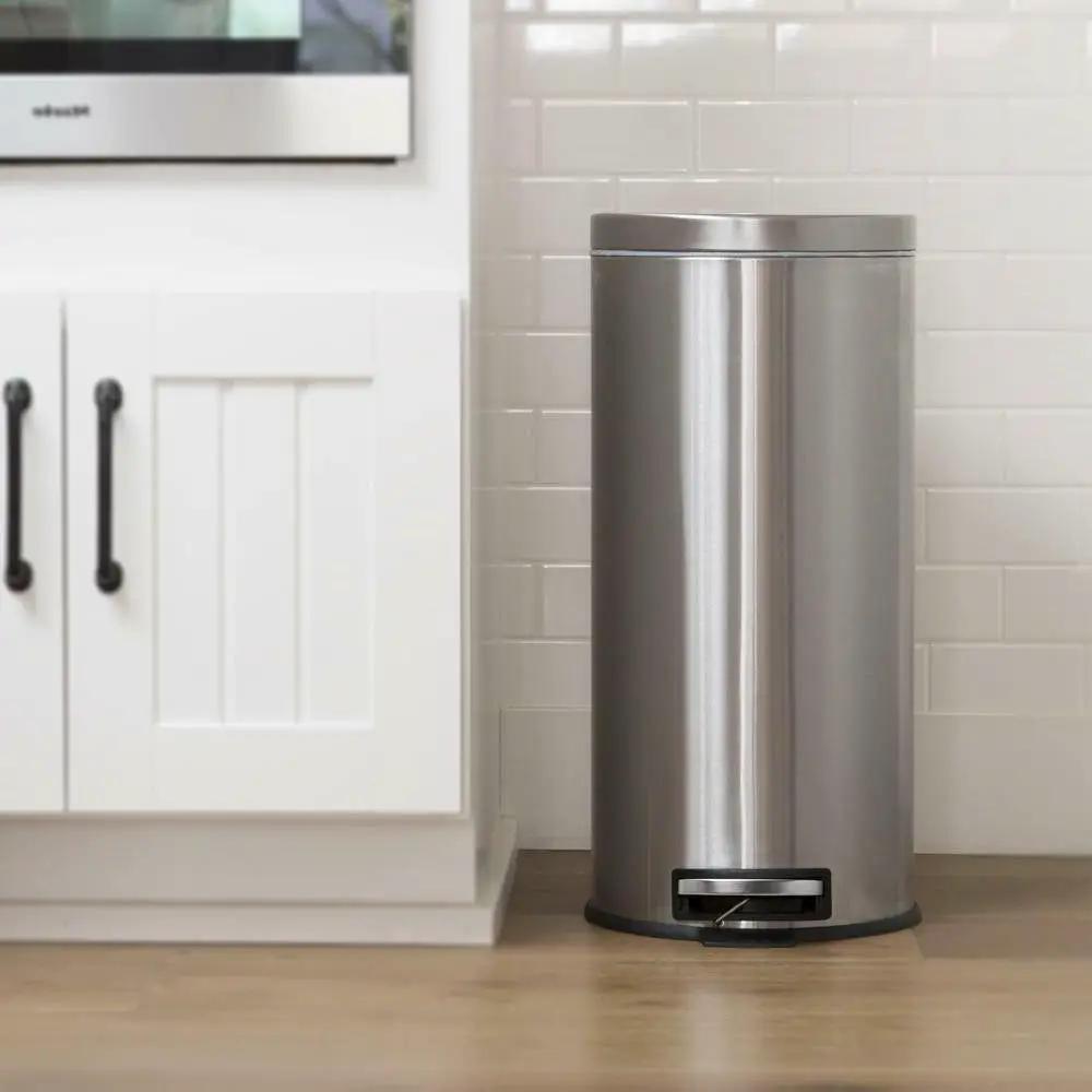 8-Gallon Round Stainless Steel Step Trash Can Kitchen Bathroom Home Office by HomePacific