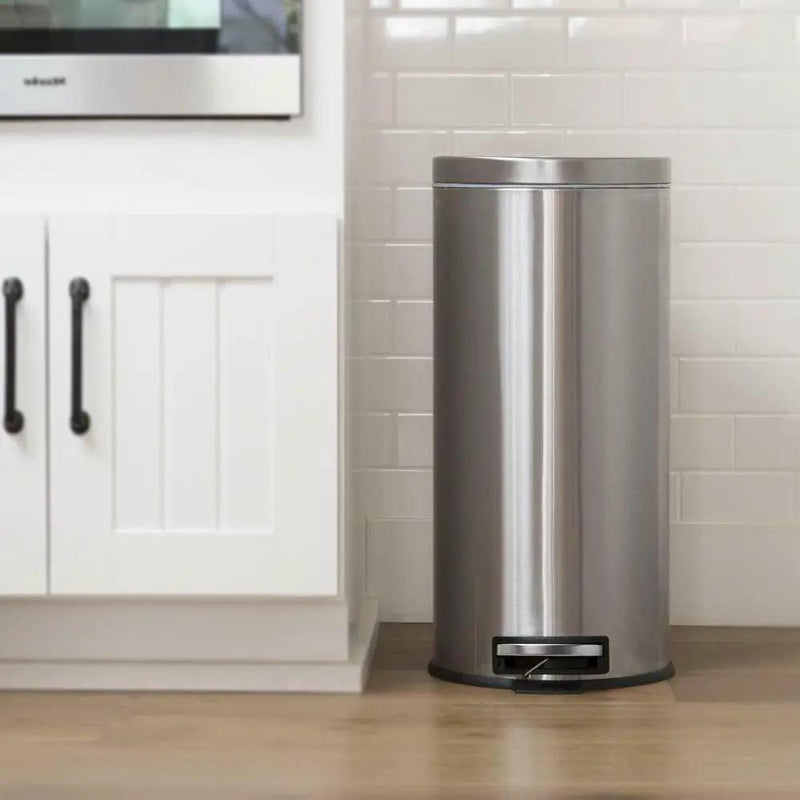 8-Gallon Round Stainless Steel Step Trash Can Kitchen Bathroom Home Office by HomePacific