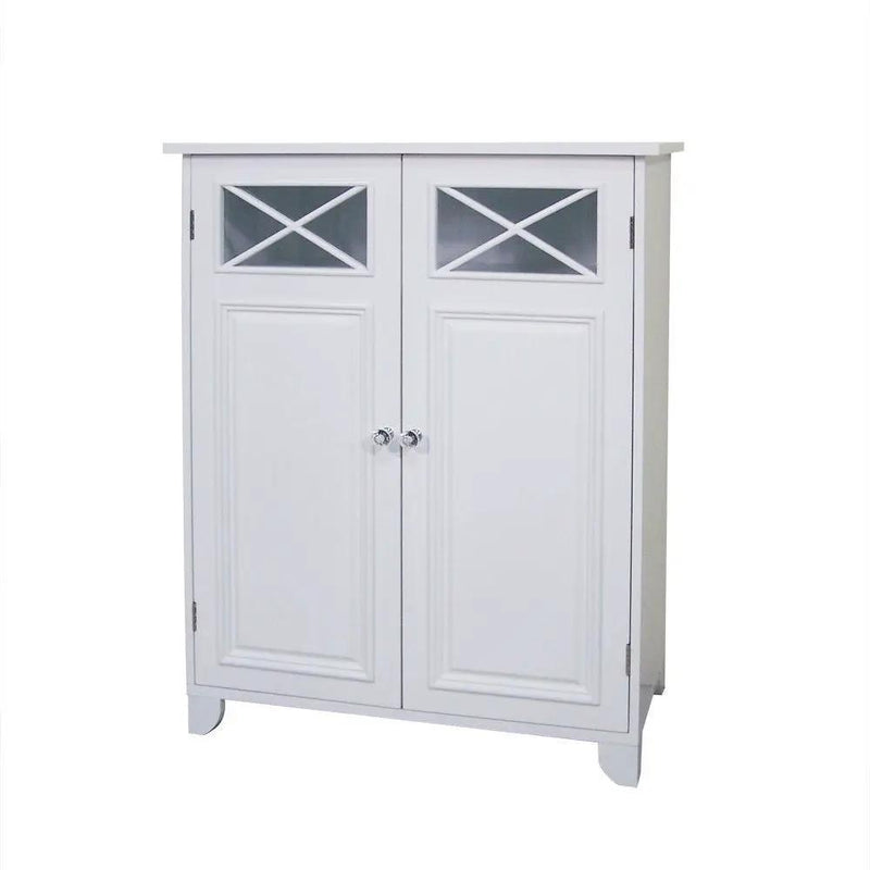 White 2-Door Bathroom Floor Cabinet with Adjustable Storage Shelf by HomePacific