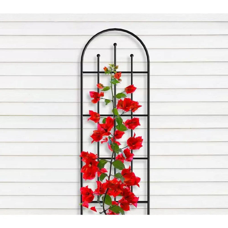 Outdoor 80-inch Tall Garden Trellis in Black Powder Coated Steel Finish by HomePacific