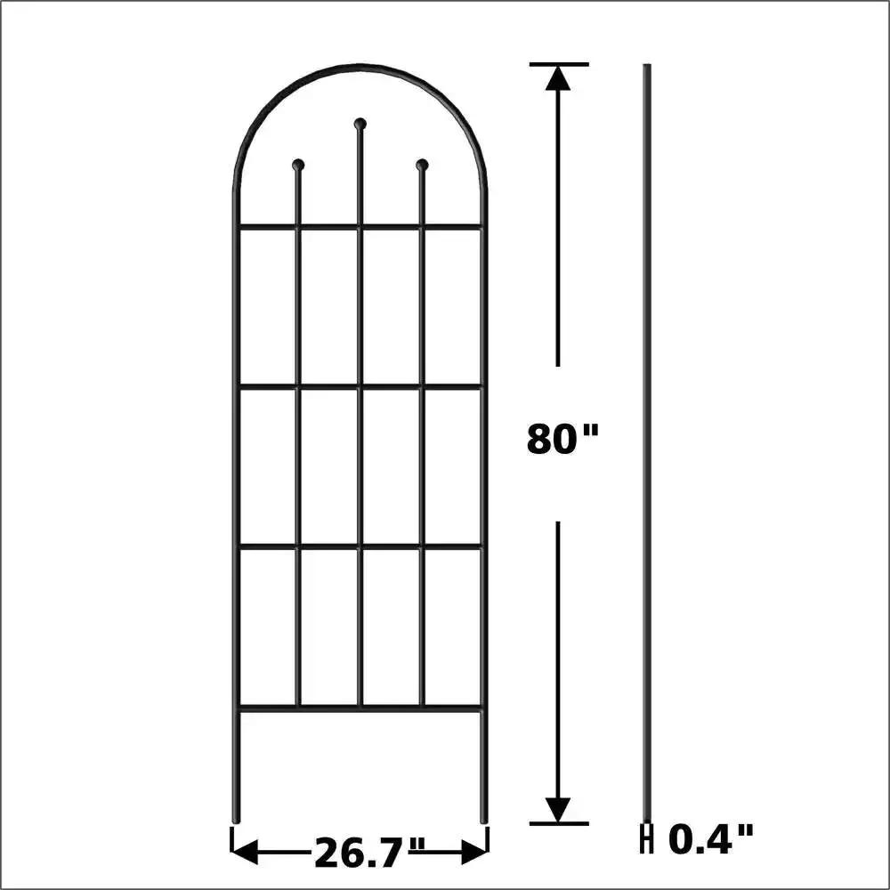 Outdoor 80-inch Tall Garden Trellis in Black Powder Coated Steel Finish by HomePacific