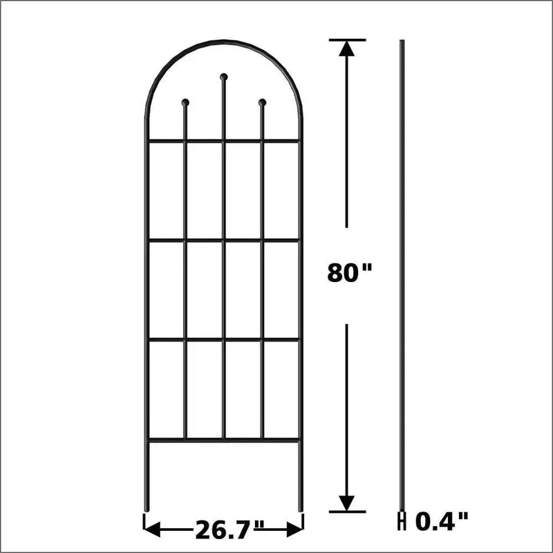 Outdoor 80-inch Tall Garden Trellis in Black Powder Coated Steel Finish by HomePacific